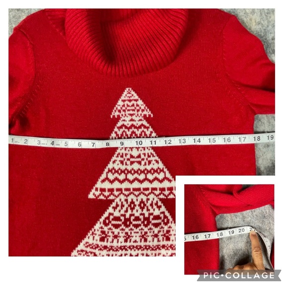 Talbots Lambswool Blend Christmas Tree Cowl Neck Holiday Celebration Sweater - S - Picture 15 of 15